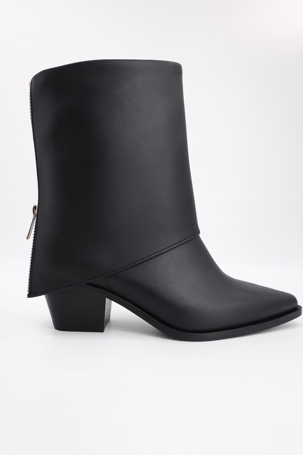 Alessia Kısa Arkası Fermuar Detaylı Bot - Siyah