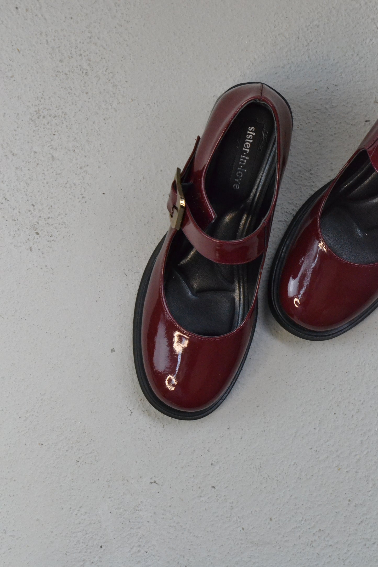Karina Topuklu Parlak Rugan Loafer- Bordo