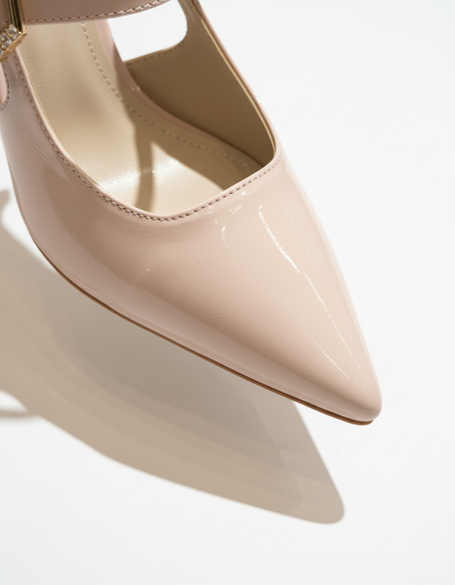 Sue Kısa Topuklu Taş Detaylı Rugan Stiletto