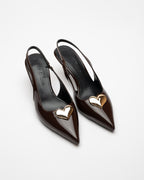 Love Heart Detail Patent Leather High-Heeled Shoes