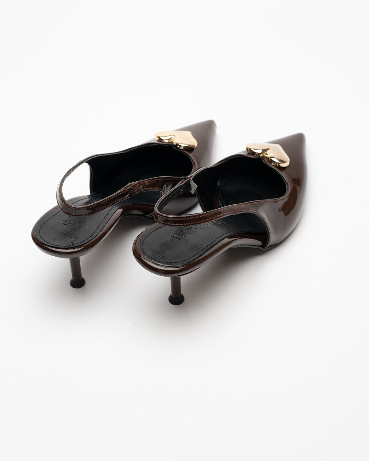 Love Heart Detail Patent Leather High-Heeled Shoes