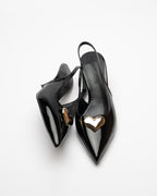 Love Heart Detail Patent Leather High-Heeled Shoes