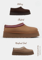 Sabina Süet İçi Kürklü Kalın Taban Sabo Terlik-Vizon