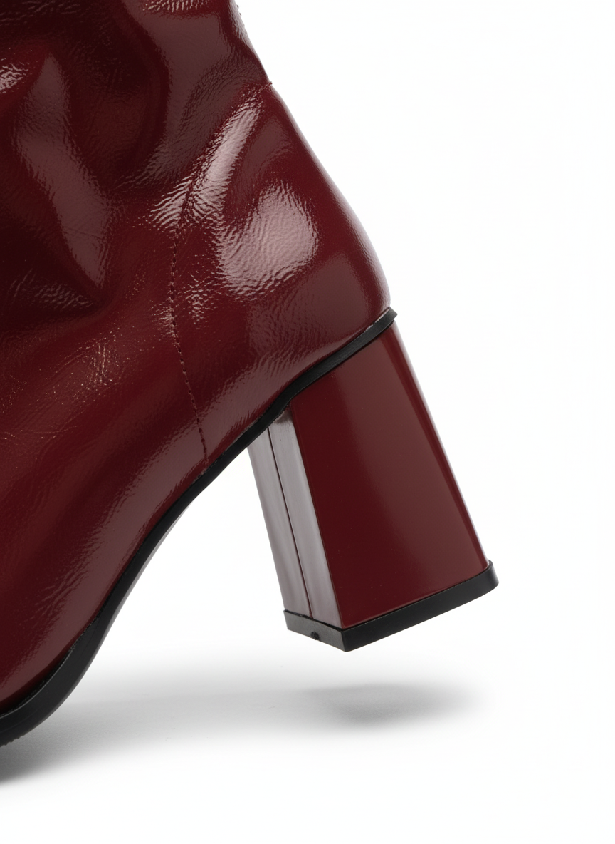 Narcisa Streç Kalın Topuklu Bot - Bordo