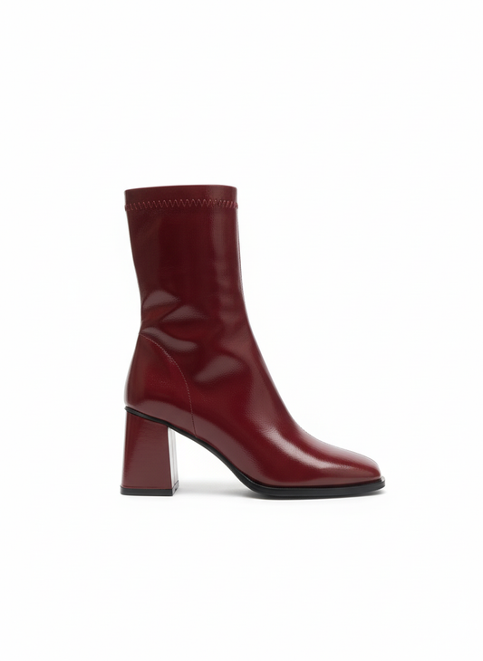Narcisa Streç Kalın Topuklu Bot - Bordo