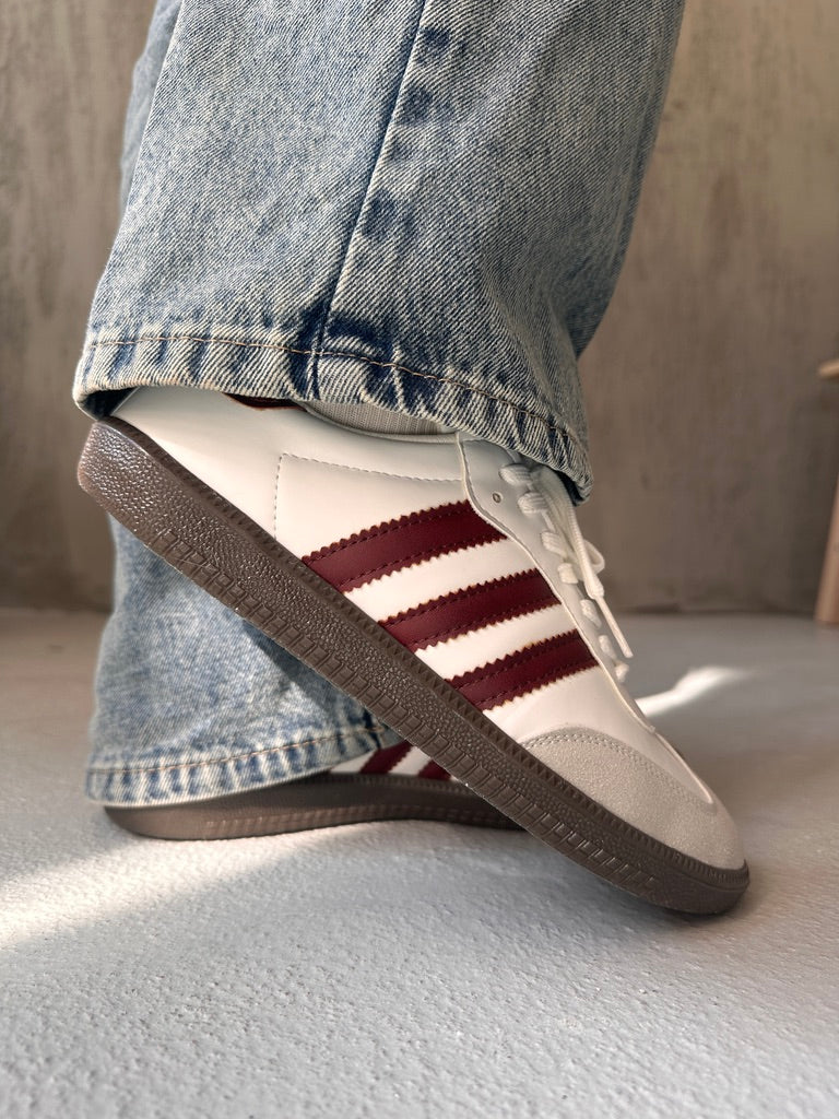 Bernice Beyaz Bordo Çizgili Spor Ayakkabı