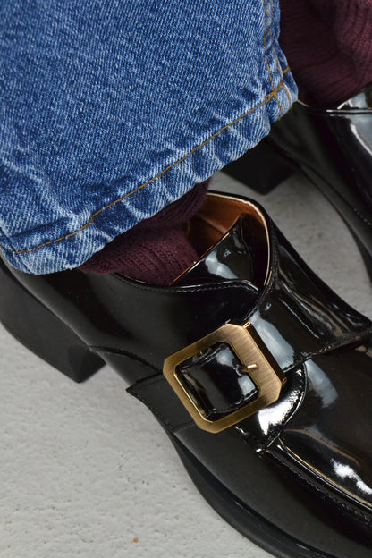 Zoe Toka Detaylı Parlak Rugan Loafer- Siyah