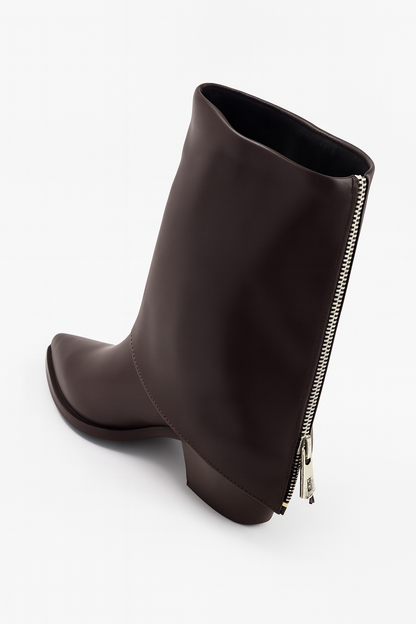 Alessia Kısa Arkası Fermuar Detaylı  Bot - Acı Kahve