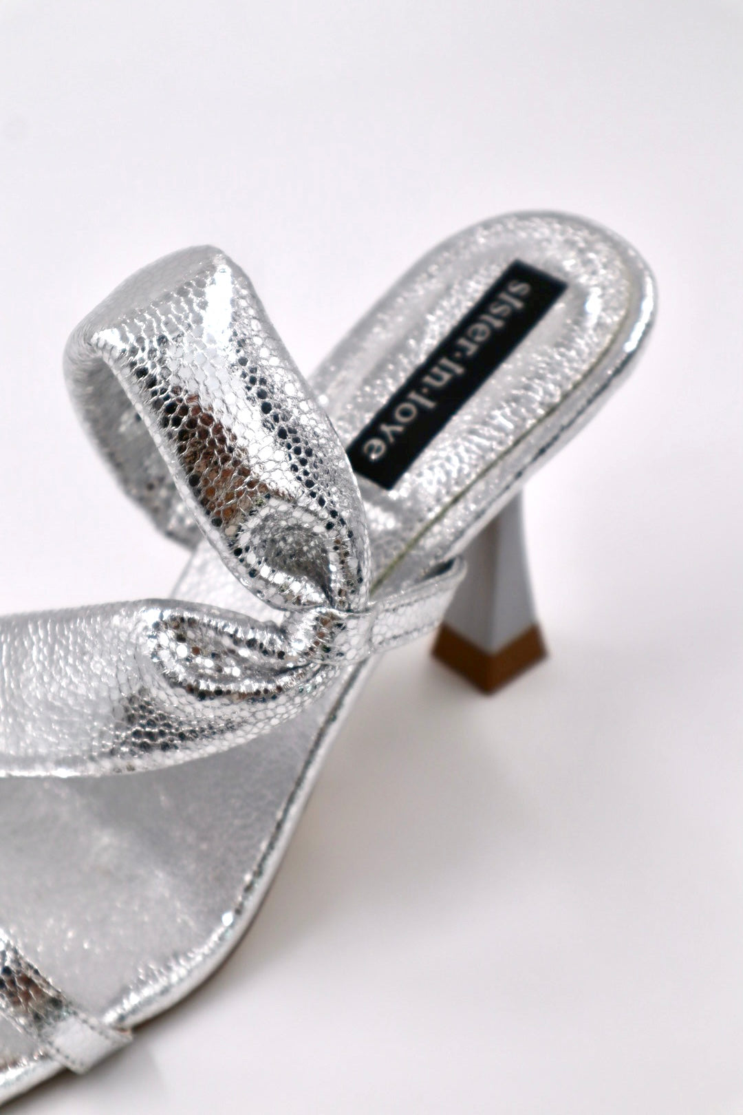Velena Silver Shiny High-Heeled Slippers