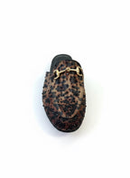 Noire Leopar Desenli Taş ve Gold Toka Detaylı Terlik