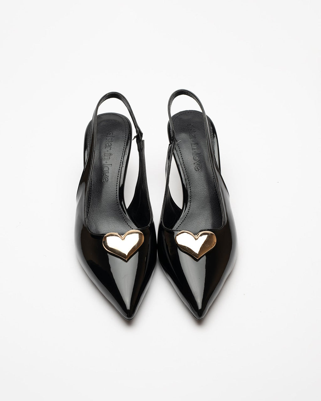 Love Heart Detail Patent Leather High-Heeled Shoes