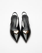 Love Heart Detail Patent Leather High-Heeled Shoes