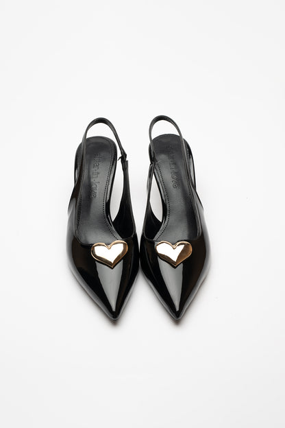 Love Kalp Detaylı Rugan Topuklu Ayakkabı