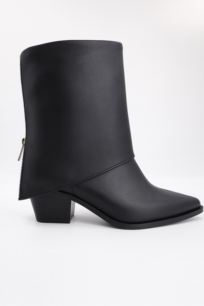 Alessia Kısa Arkası Fermuar Detaylı  Bot - Siyah