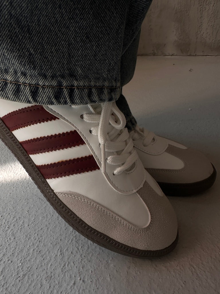 Bernice Beyaz Bordo Çizgili Spor Ayakkabı