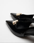 Love Heart Detail Patent Leather High-Heeled Shoes