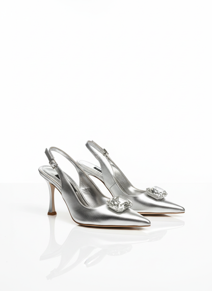 Laura Taş Detaylı Arkası Açık Topuklu Ayakkabı