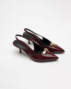 Love Heart Detail Patent Leather High-Heeled Shoes