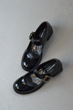 Karina Topuklu Parlak Rugan Loafer- Siyah