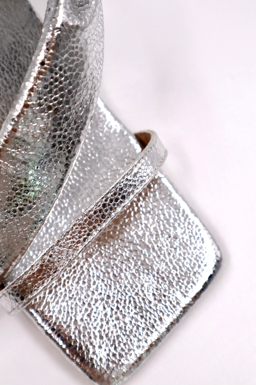 Velena Silver Shiny High-Heeled Slippers