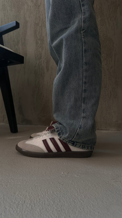 Bernice Beyaz Bordo Çizgili Spor Ayakkabı