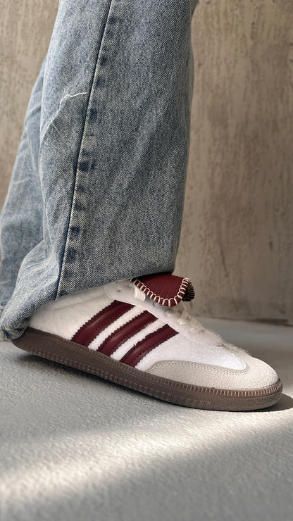 Bernice Beyaz Bordo Çizgili Spor Ayakkabı