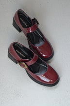 Karina Topuklu Parlak Rugan Loafer- Bordo