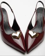 Love Heart Detail Patent Leather High-Heeled Shoes