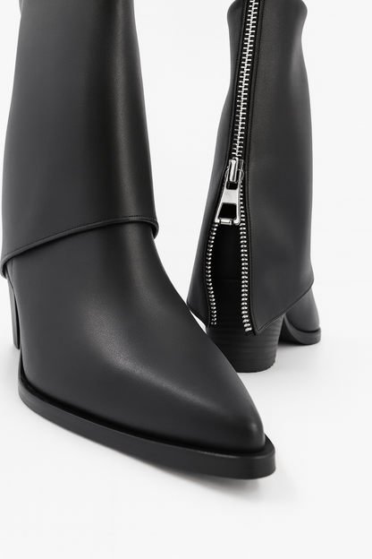 Alessia Kısa Arkası Fermuar Detaylı  Bot - Siyah
