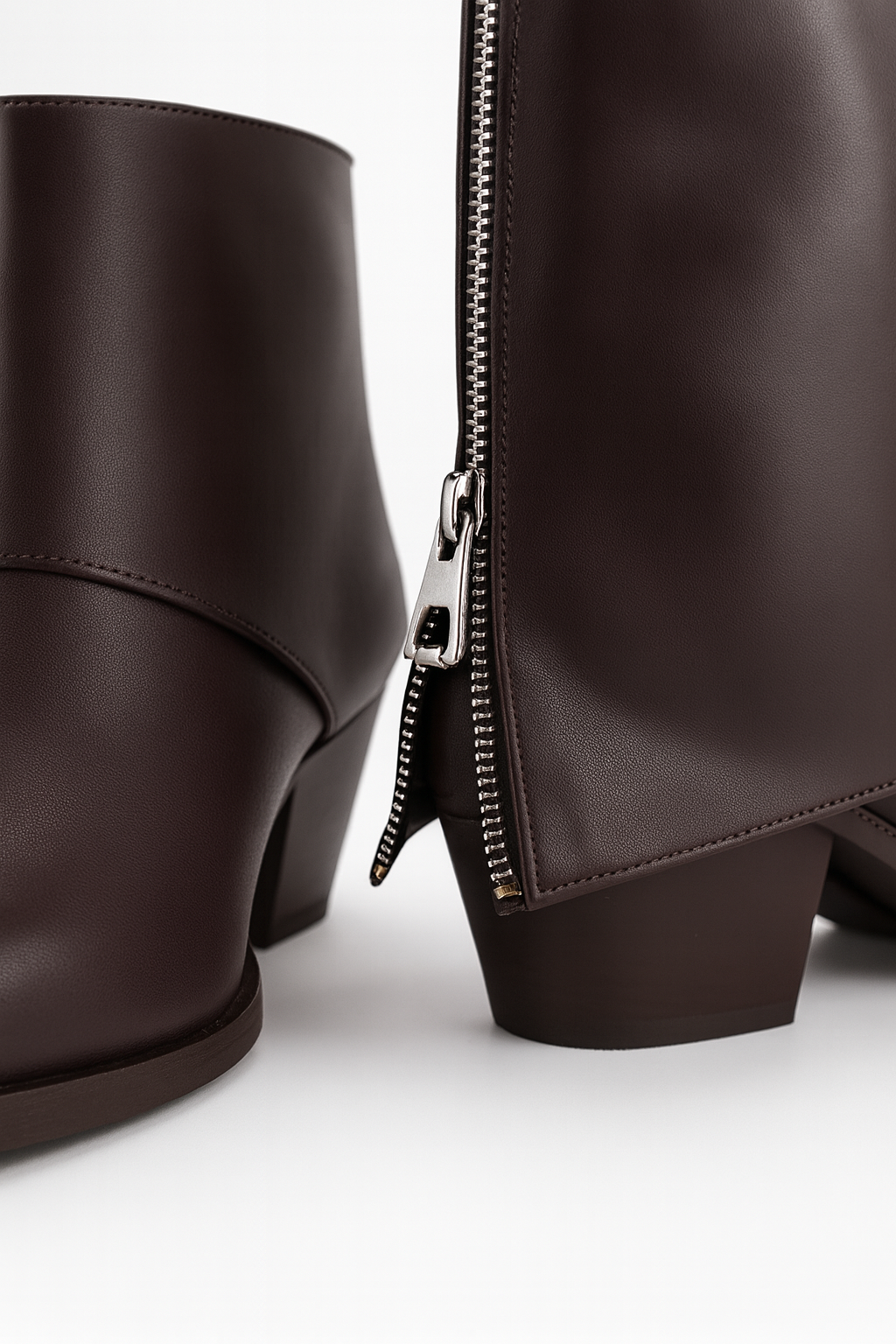 Alessia Kısa Arkası Fermuar Detaylı  Bot - Acı Kahve