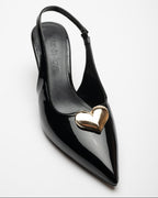 Love Heart Detail Patent Leather High-Heeled Shoes