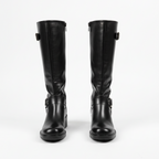 Vanessa Knee-High Boots with Metal Buckle Detail - Black