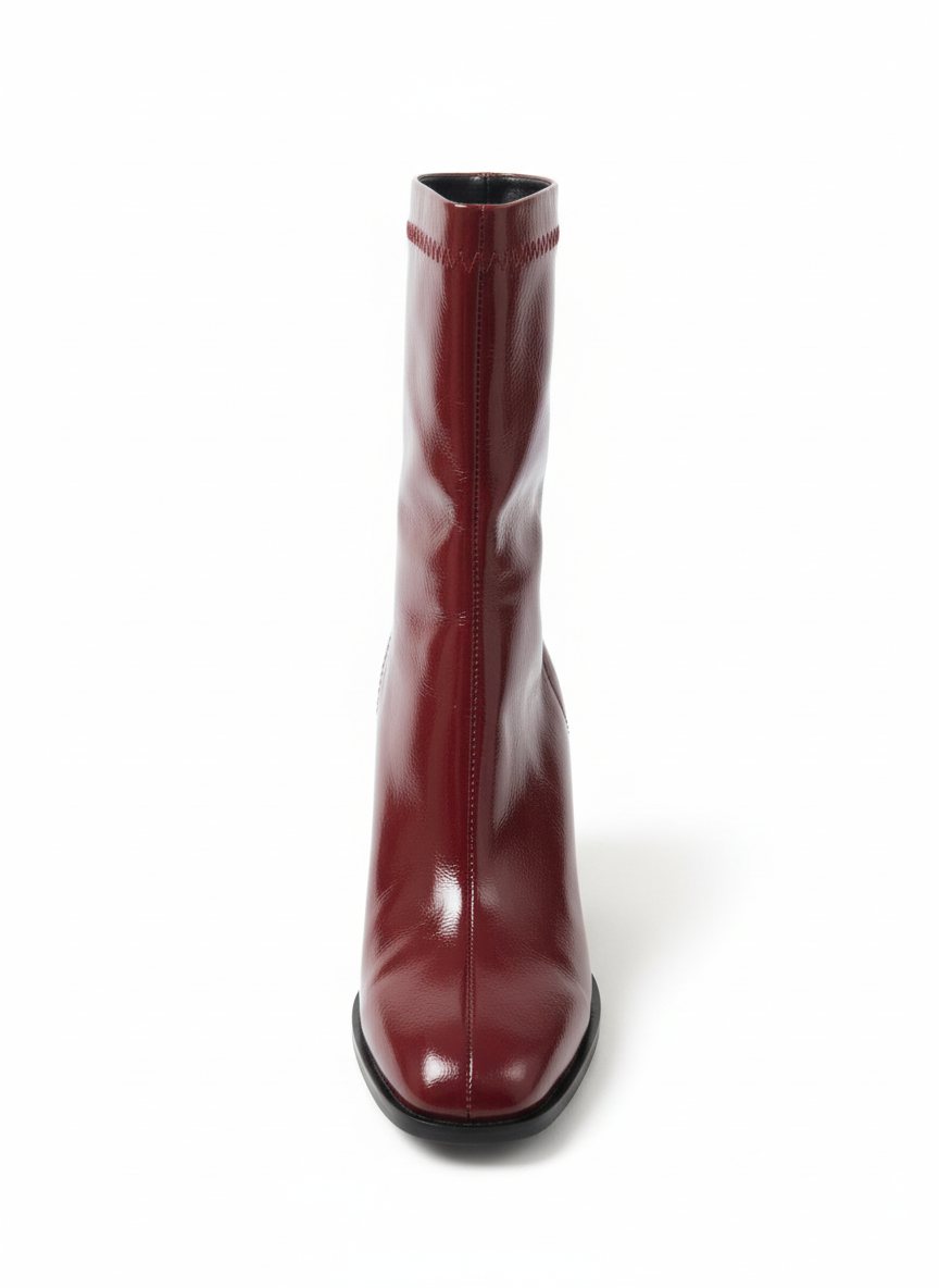 Narcisa Streç Kalın Topuklu Bot - Bordo