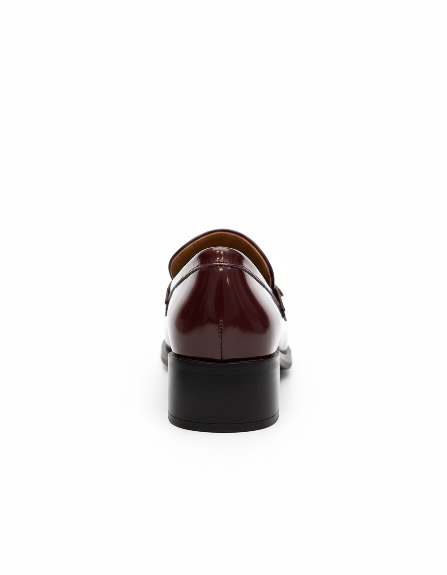 April Toka Detaylı Parlak Rugan Loafer- Bordo