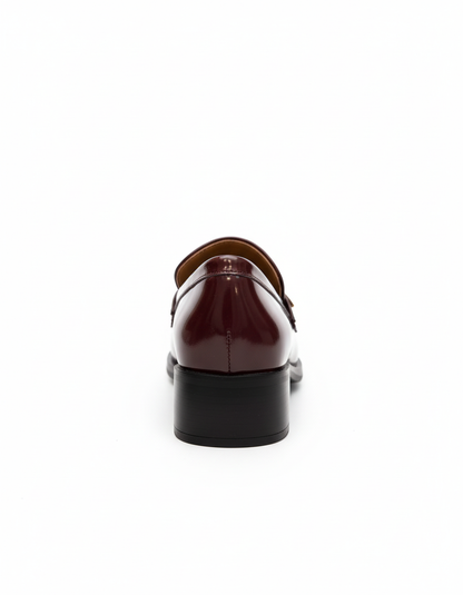 April Toka Detaylı Parlak Rugan Loafer- Bordo