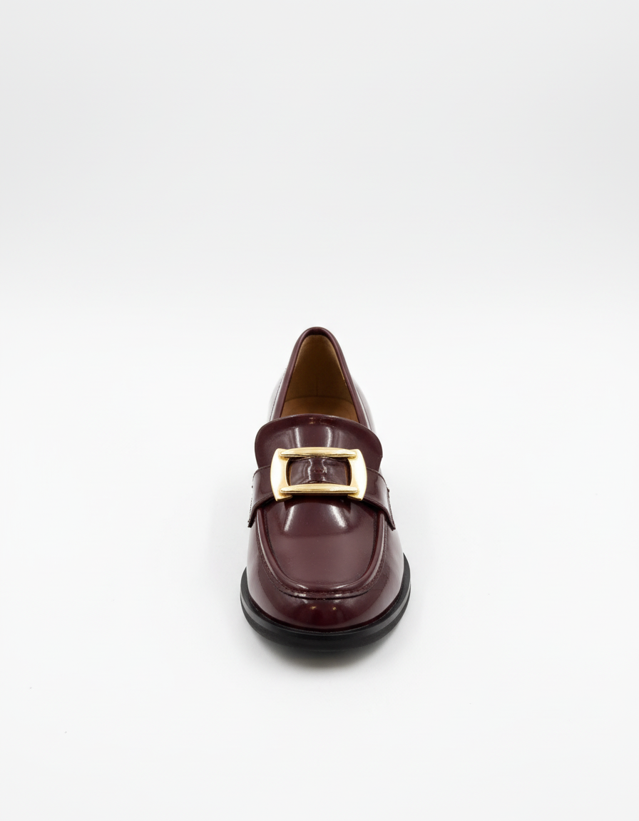 April Toka Detaylı Parlak Rugan Loafer- Bordo