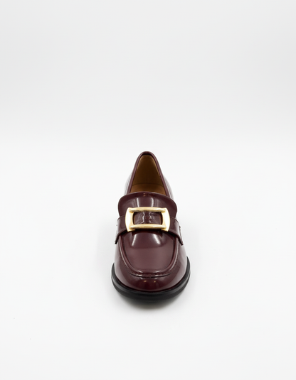 April Toka Detaylı Parlak Rugan Loafer- Bordo
