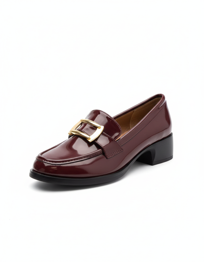 April Toka Detaylı Parlak Rugan Loafer- Bordo