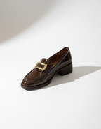 April Toka Detaylı Parlak Rugan Loafer- Kahverengi