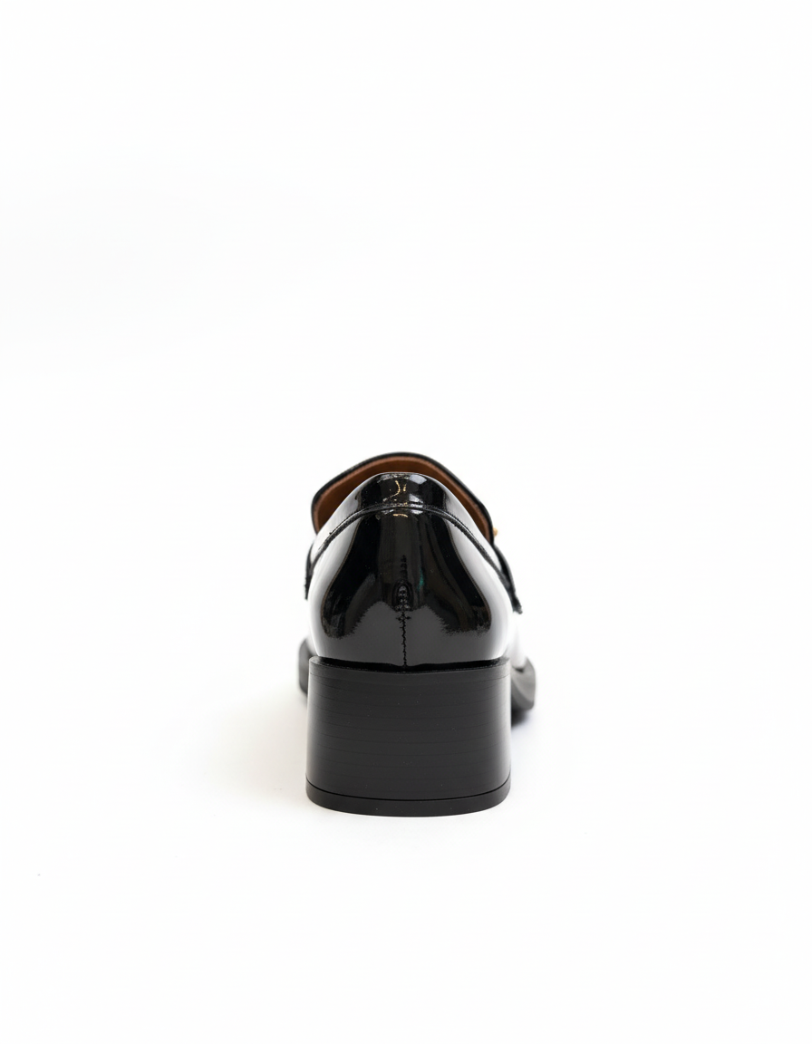 April Toka Detaylı Parlak Rugan Loafer- Siyah