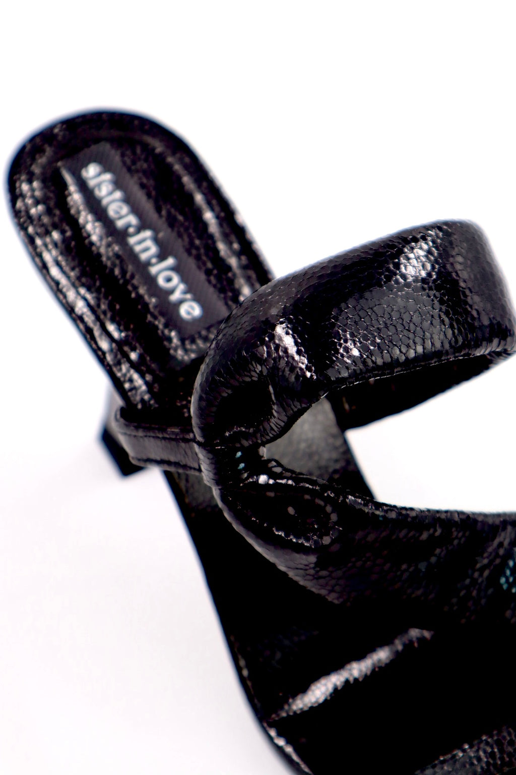 Velena Black Shiny High-Heeled Slippers