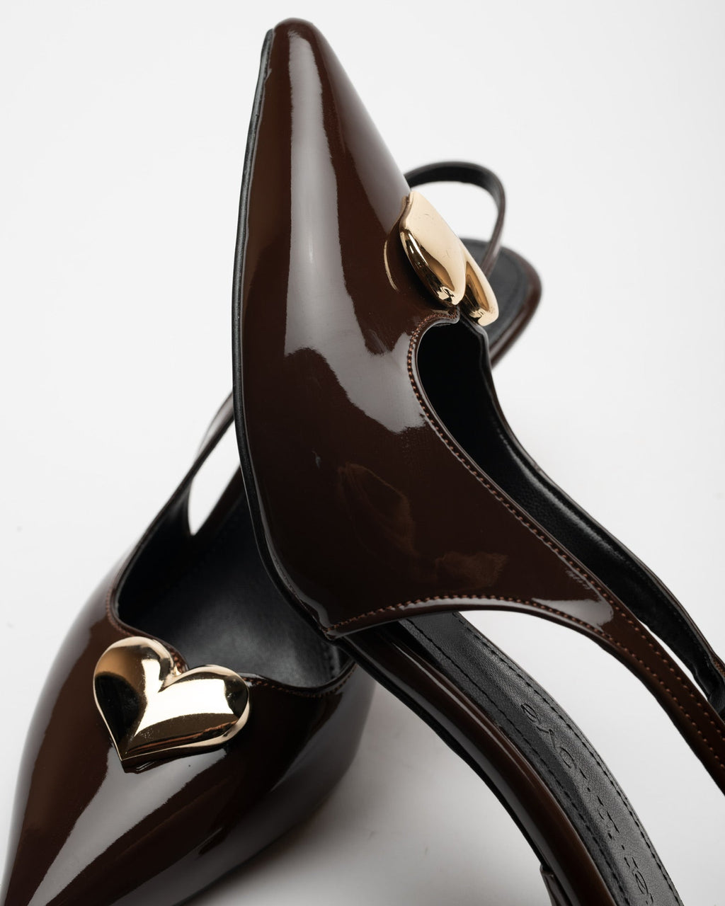 Love Heart Detail Patent Leather High-Heeled Shoes