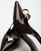 Love Heart Detail Patent Leather High-Heeled Shoes