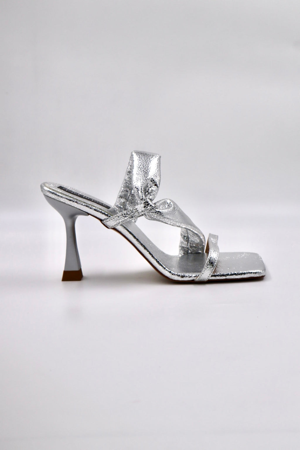 Velena Silver Shiny High-Heeled Slippers