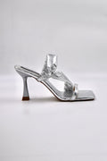 Velena Silver Shiny High-Heeled Slippers