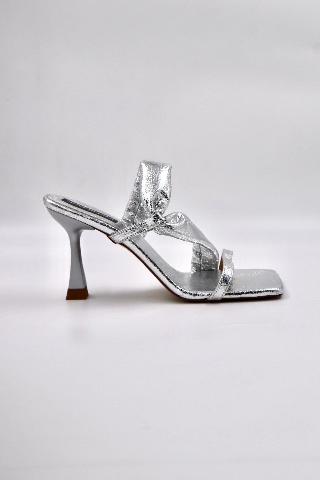 Velena Silver Shiny High-Heeled Slippers