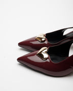 Love Heart Detail Patent Leather High-Heeled Shoes