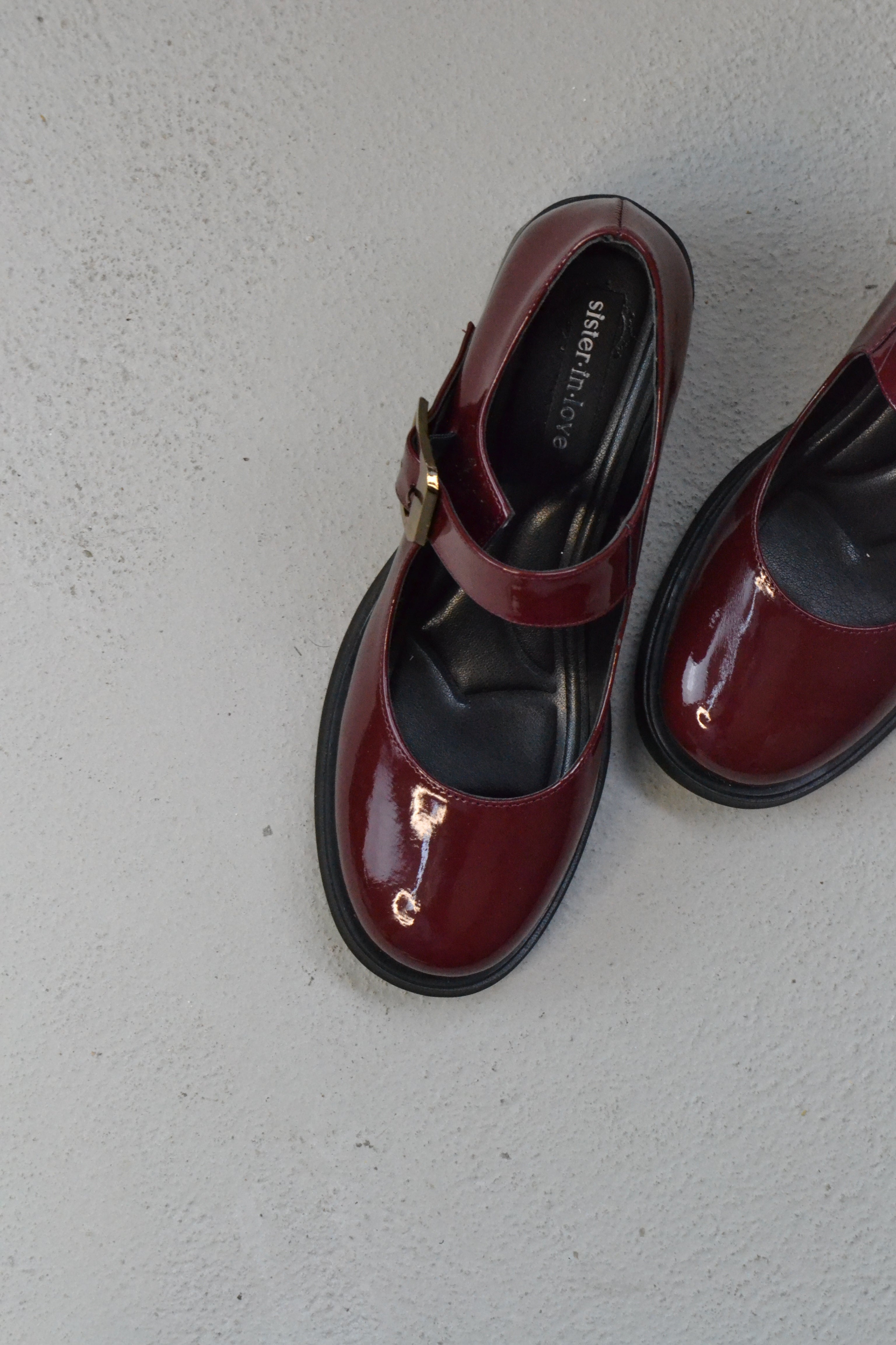Karina Topuklu Parlak Rugan Loafer- Bordo