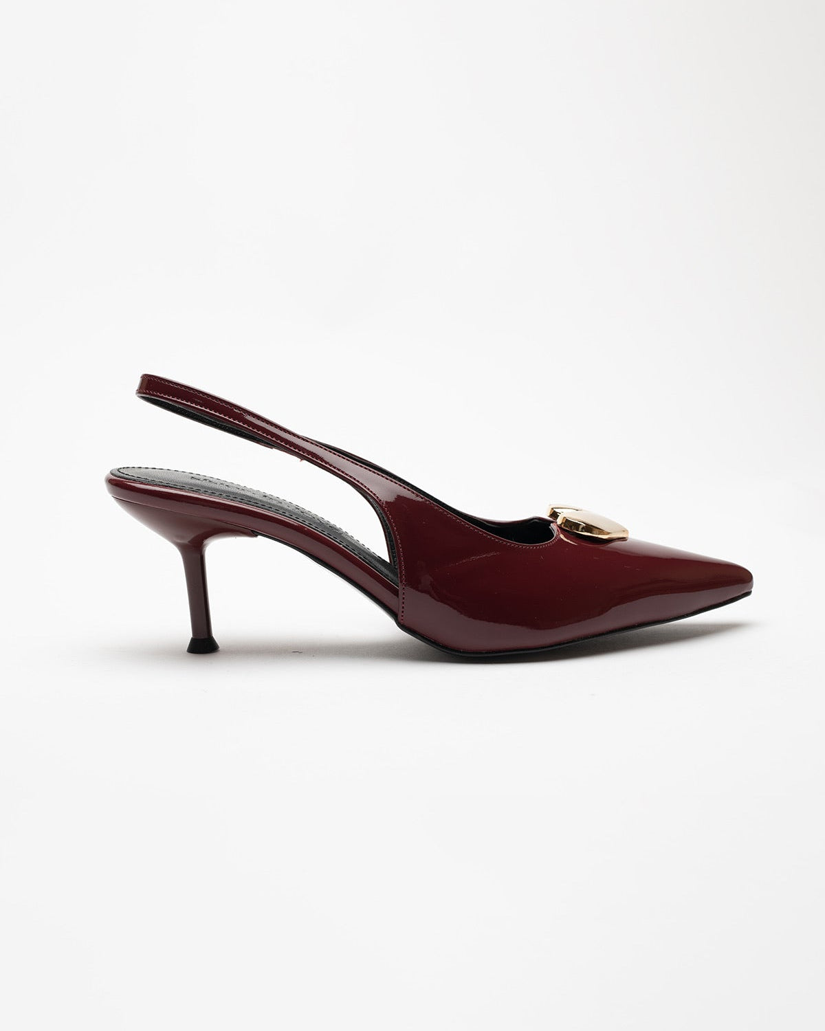 Love Heart Detail Patent Leather High-Heeled Shoes