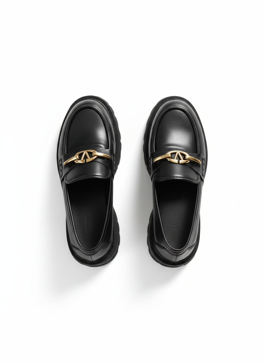 Abriel Loafer with Buckle Detail - Black